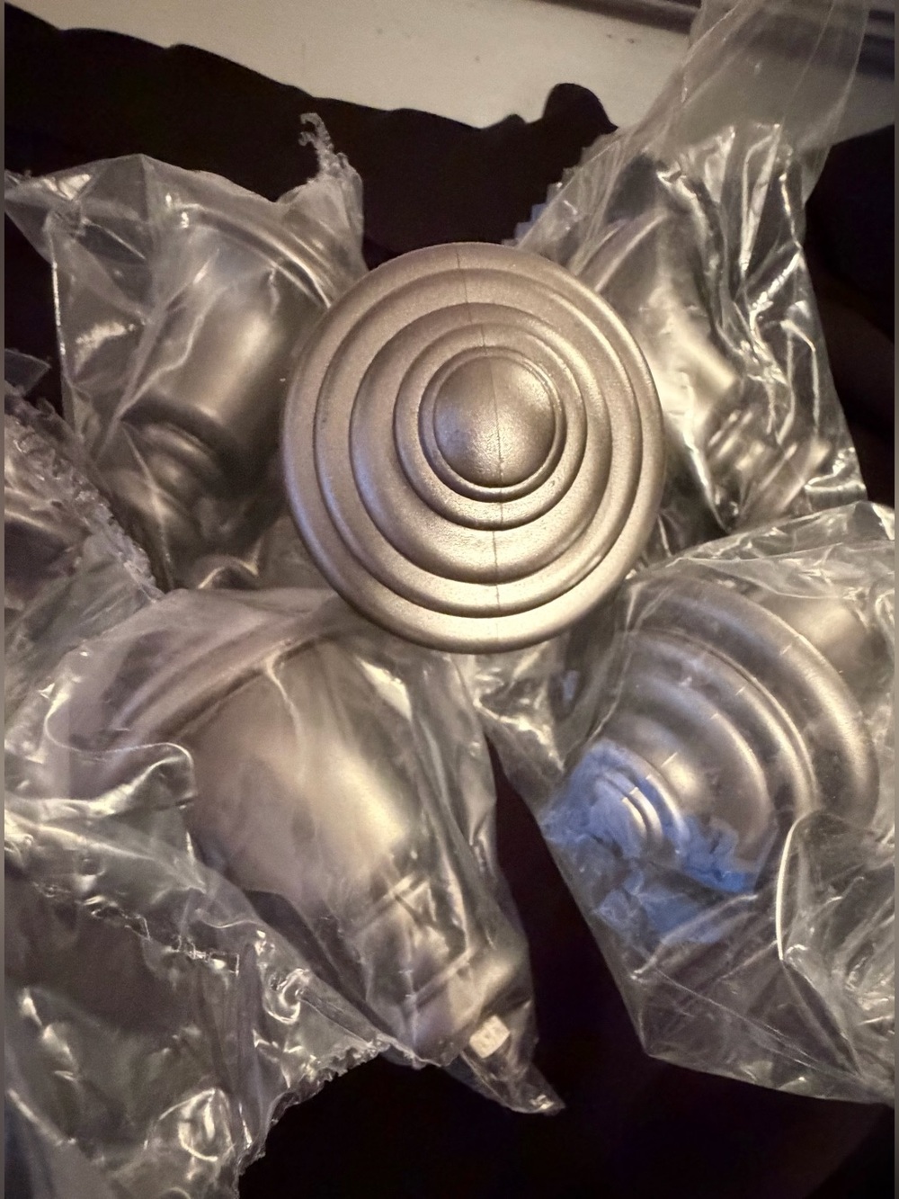 Set of 6 Silver Round Draper/Curtain Rod Finials and  3 double Brackets